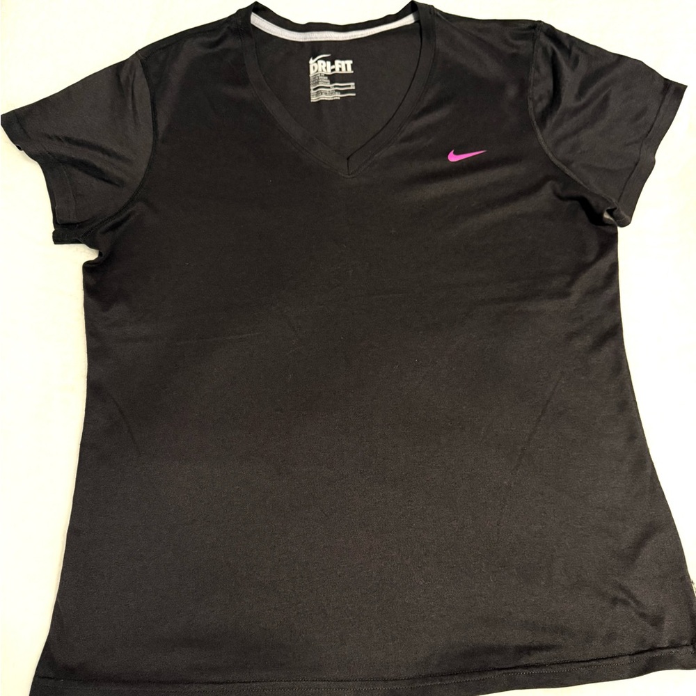 Nike Dri-Fit Women's / V neck T/ Black Pink Size XL